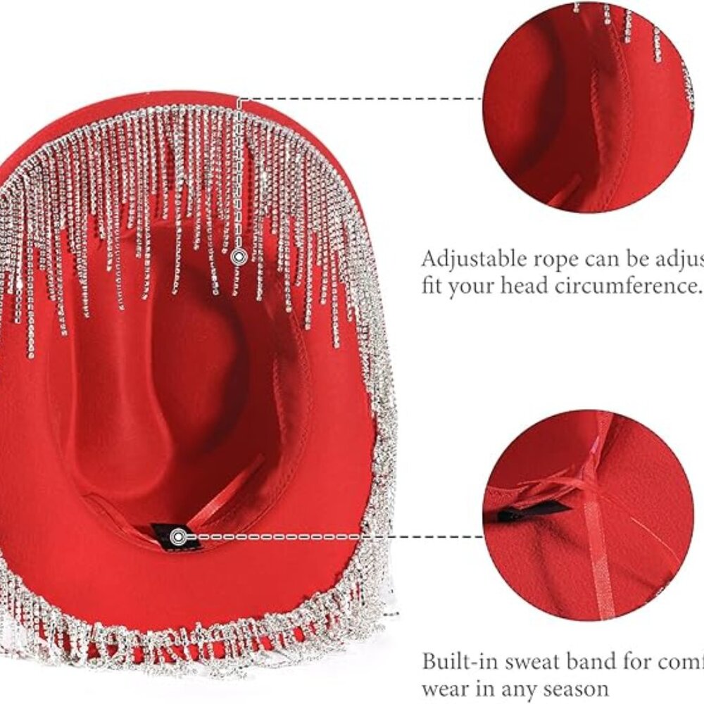 Wide brim diamond cowgirl hat - Picture 3 of 6